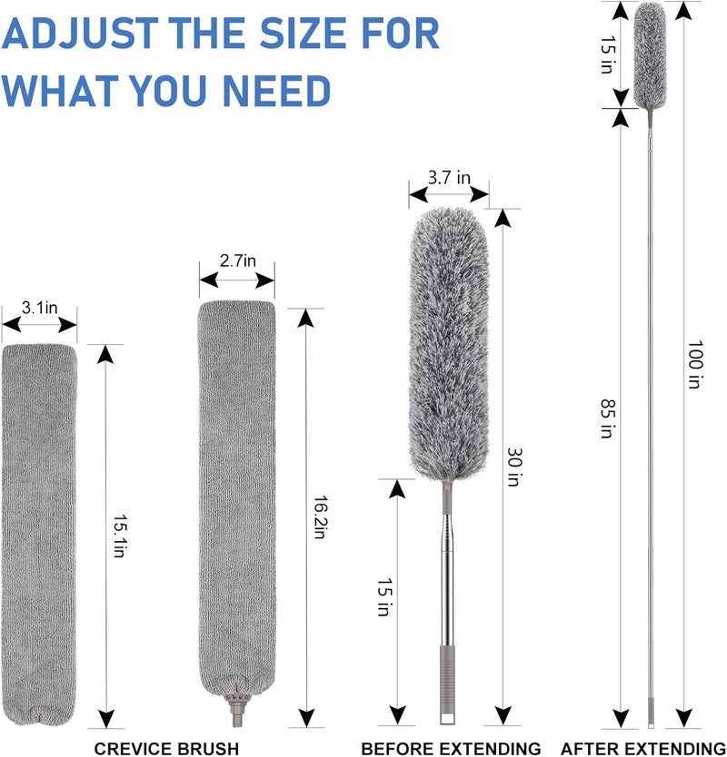 SetSail Dusters for Cleaning 100-inch Extra-Long Gap Duster with Extension Pole Bendable Microfiber Head Washable Ceiling Fan Cleaner Duster for High Ceilings, Floor - Image 2